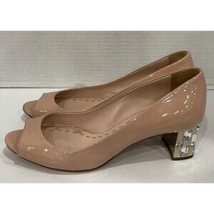 Miu Miu Patent Leather Crystal Embellishments Pumps